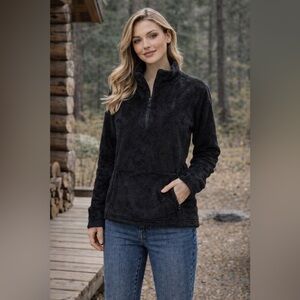 The North Face Womens Furry Fleece 1/4 Zip Jacket Black Large